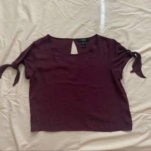 Purple Tie Sleeve Chiffon Top